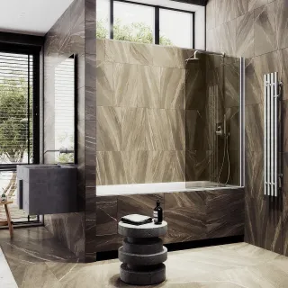 Шторка на ванну MaybahGlass MGV-622-5 80см хром матовый